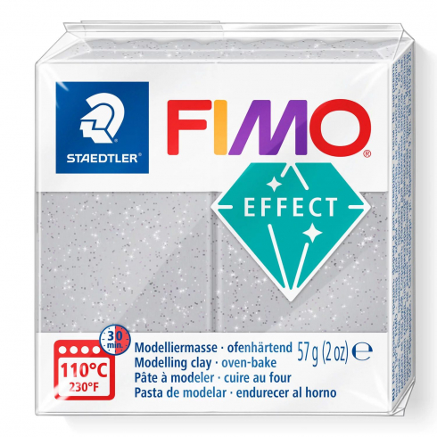 Fimo Effect Knete - Glitterfarbe silber, Modelliermasse 56g